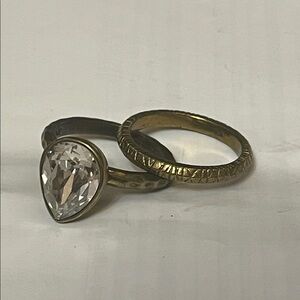 Silpada Gold-Tone Ring Set with Clear Stone sz 10